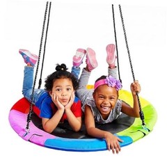 40″ Saucer Tree Swing for Kids Outdoor, 900Lb Weight Capacity, Rainbow