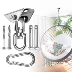Hammock Hanging Kit 360 Rotating Chair Hardware 1200 Lb Capacity Silver Ceiling
