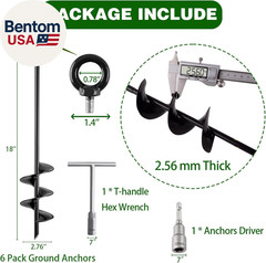 Ground Anchors Screw In, 18 Inch Heavy Duty Swing Set Ground Anchor Kit 6 Pack,