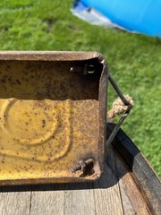 Vintage Tombo Yellow Rusty Metal Child Playground Swing Set Seat-Original Paint