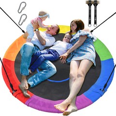 60″ Saucer Tree Swing 700LBS Round for Kids Adults w/ 2 Hanging Straps Rainbow