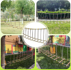 Kids Outdoor Rope Ladder Bridge – 6.5 FT Balance Climbing Obstacle Course