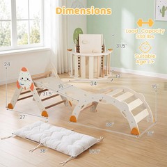 Climbing Toy Set w/ Arch, Foldable Ladder & Wooden Indoor Playground Jungle Gym
