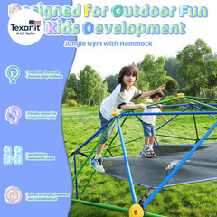 10FT Climbing Dome with Hammock, Outdoor Jungle Gym for Kids, Geometric Dome Cli