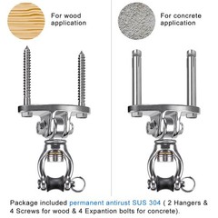 Silent Bearing Swivel Swing Hangers Stainless Steel Swing Hooks Ceiling Mount…