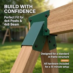 A-Frame Swing Set Bracket Kit, 2-Piece Wood Swing Hardware for End Brackets