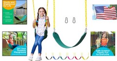 Backyard Swing Replacement Kit: Durable Green Swing Seat with Heavy Duty Chains