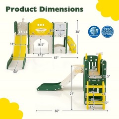 10 in 1 Toddler Slide Set Kids Slide & Climber Playset W/ Magnetic Whiteboard