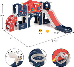 9-In-1 Castle Amusement Playground Playhouse, Indoor Outdoor Playset for Toddler
