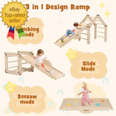 12 in 1 Climbing Toys for Toddlers Upgrade Wooden Montessori Foldable Triangle