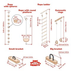 Kids Climbing Ropes Set Ceiling Mounted Swing Rings Ladder Indoor Play Gym