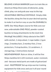 Merrvey Ninja Warrior Obstacle Course for Kids 50FT American Slackline
