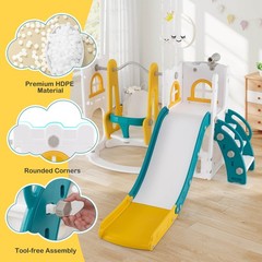 7-in-1 Toddler Slide & Swing Set Indoor Playground for Kids Age 1-3 Years Old