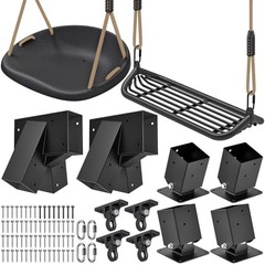 A: 4 Black Base Bracket +2 Black Frame Bracket + 4 Swing Hanger +2 Swing Seat