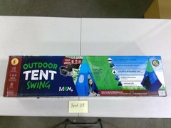 M&M Outdoor Tent Swing Kids 5+ 40in Platform Hanging Blue Green Toy Set