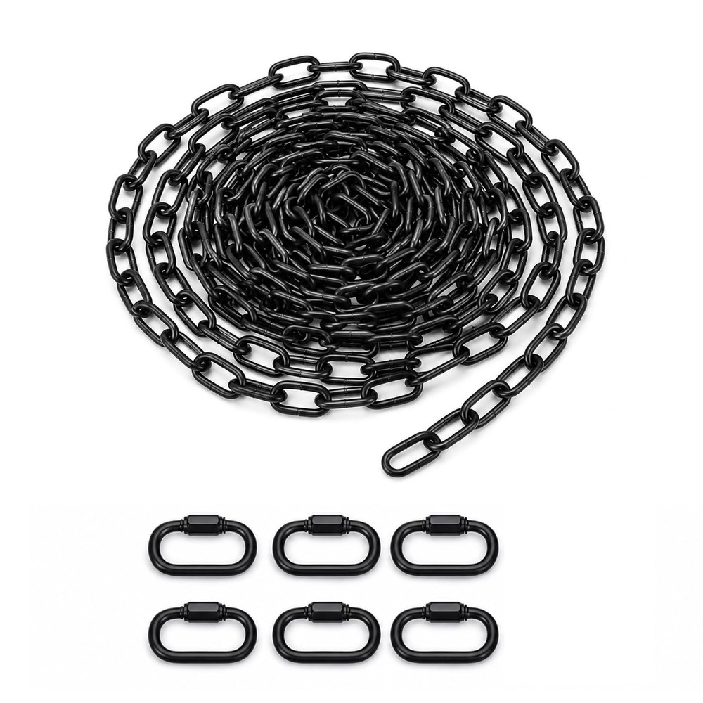 6 Pack Long Black Chain Link for Porch Swing Hanging Chains Decorative Coated…