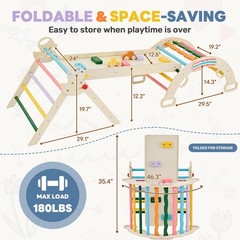 9-in-1 Pikler Triangle Set for Toddlers, Foldable Montessori Climbing Toys In…