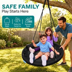 SereneLife 40 Inch Saucer Tree Swing, 900lb Outdoor 40″ Saucer, 1) Black