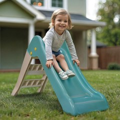 Dolu My First Garden Slide Kids Indoor Outdoor Playground Equipment, Green/White