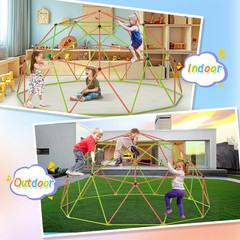 10FT Climbing Dome with Hammock Swing Kids Outdoor Jungle Gym Playground Clim…