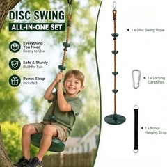 Climbing Rope with Platform and Disc, Tree Swing Seat Set Outdoor Playground