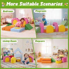 13-Piece Modular Foam Climbing Blocks Set for Toddlers – Floral Soft Play Str…