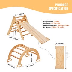 Uimoso Pikler Triangle Set 5in1 Montessori Climbing Toys for Toddlers 1-3 M Wood