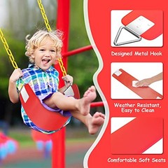 Swing Seat, 30.4 x 6 x 0.27 Inch Yard Swing for Kids & Adults with Metal Red