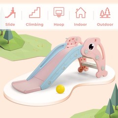 3-in-1 Toddler Slide Climber Playset with Basketball Hoop & Ball – Indoor/Outdoo