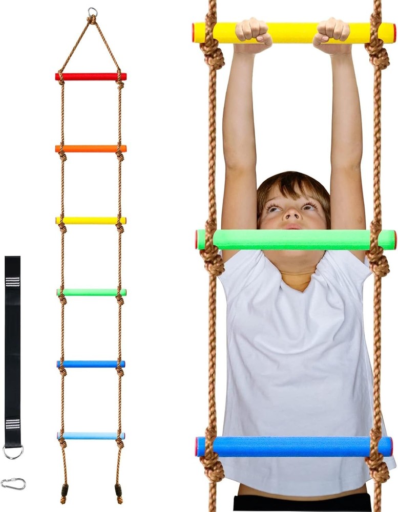 6.8ft Climbing Rope Ladder for Kids or Adult – Climbing Game for Swing Access…
