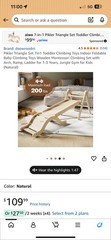 doowroodni 7-in-1 Pikler Triangle Set Wooden Toddler Climbing Gym w/ Slide