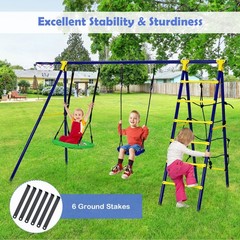 Blue 5-Activity A-Frame Swing Set 116×54.5×69.5in Steel 166lb Capacity
