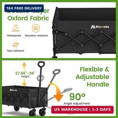 Blomoba 35” Extra Long Collapsible Wagon with Adjustable Handle, Lightweight Fo