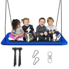 Goplus 700lbs Giant 60″ Platform Tree Swing Outdoor w/ 2 Hanging Strap Blue