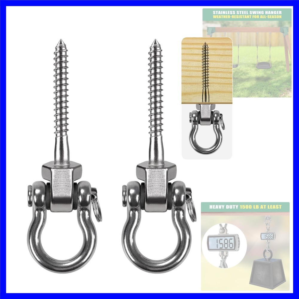 2 Packs Heavy Duty Swing Hangers Stainless Steel Swing Bolts Hook for Swingse…