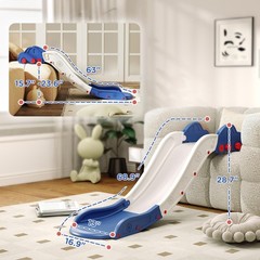 Toddler Couch Slide, Extended 63” Indoor Slide for Bed & Sofa, HDPE