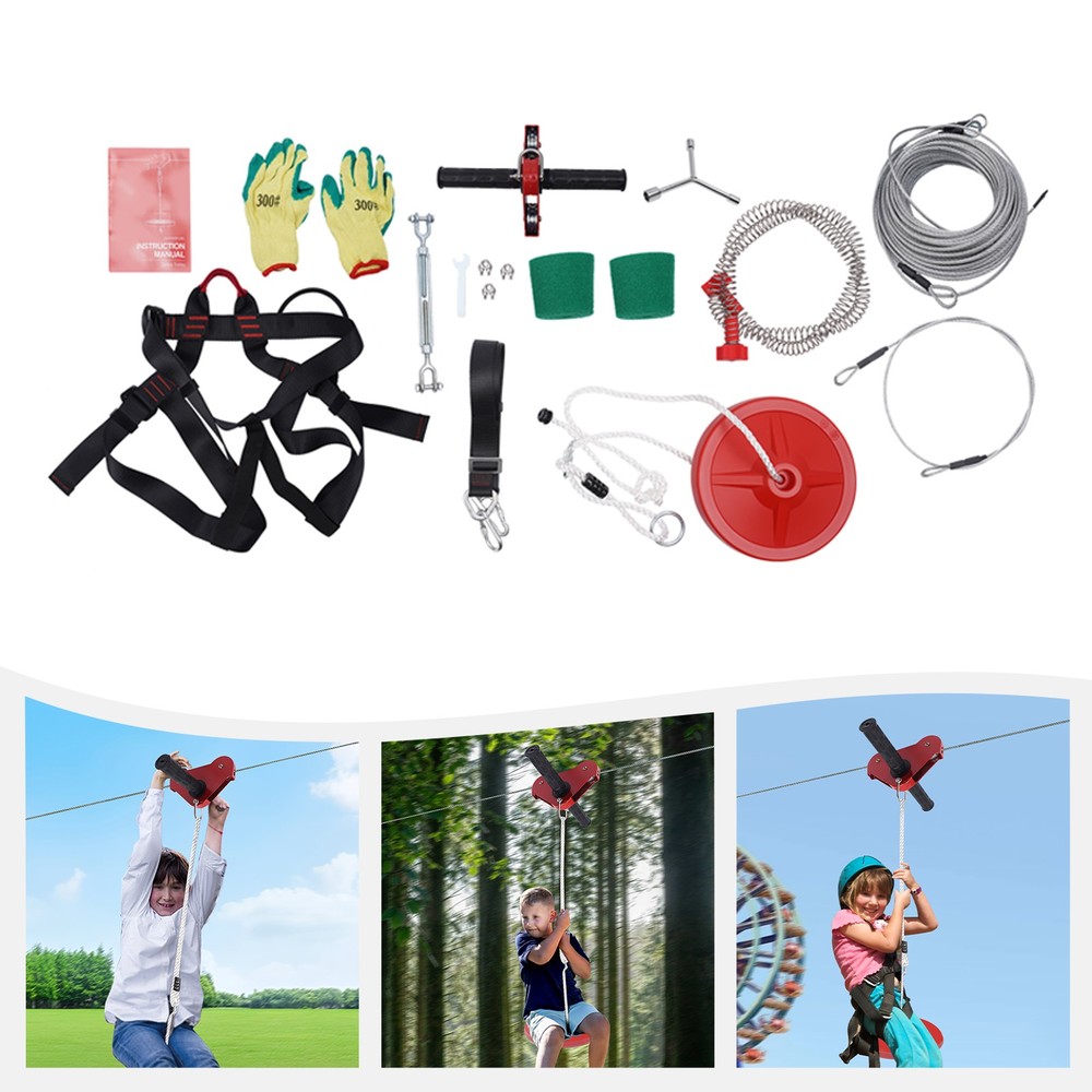 Zip Line Kit Choose Length 48M 160FT heavy duty 5mm Adults Zip Wire up to 330lbs