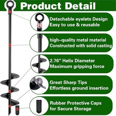 Ground Anchors Heavy Duty, Swing Set Anchor Kit 18 Inch 4 Pack Screw in Earth…