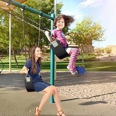 2 Pack Heavy Duty Swing Seat with Metal Triangle Ring, 300 lb, Black