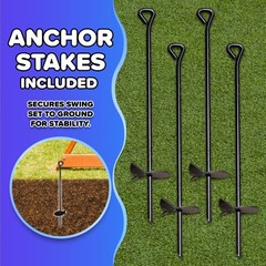 BACKYARD WOODEN SWING SET W/ 2-PERSON SAUCER SWING 6′ SLIDE PLAYGROUND FORT