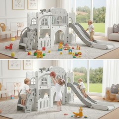 8 In 1 Toddler Slide Indoor Playground, Indoor Slide Toddler Playset for Toddler