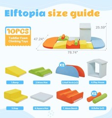 10-Piece Soft Foam Climbing Blocks Set with Ramp & Stairs for Toddlers – Indoor