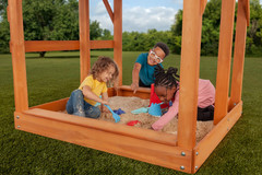 Timber Valley Wooden Playset: Slide, Swing, Climbing Wall & Sandbox Fun!