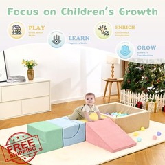QUCHI Foam Climbing Blocks for Toddlers Indoor Play Set Blue