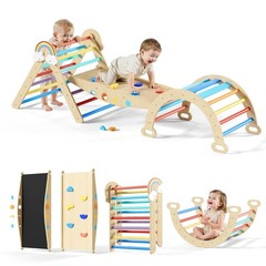 10-in-1 Toddler Climbing Triangle Set, Montessori Indoor Play Structure with Arc
