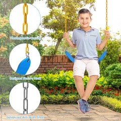 2PCS Heavy Duty Swing Seats with 66” Chains – Supports 250lbs – Bright Blue