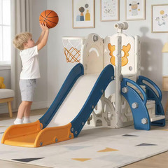 6.1ft Yellow 5-In-1 Toddler Slide Indoor Outdoor Wave Slide Backyard Playground