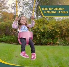 Heavy-Duty High Back Full Bucket Toddler Swing Seat | Coated Chains Fully Pink