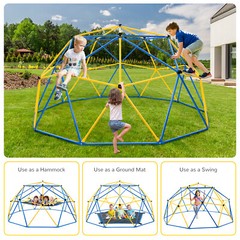 Climbing Dome 10FT Jungle Gym w/Hammock & Swing for Kids 800lbs Toddler Play Set
