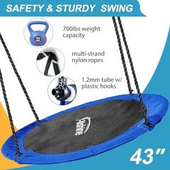 43 inch Saucer Tree Swing for Kids,Durable Textilene Round Swing Heavy Blue